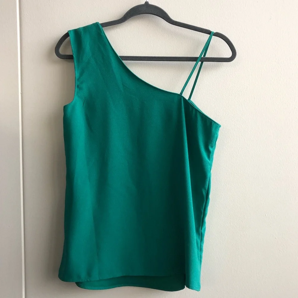 Banana Republic Emerald Green One-Shoulder Tank Top - Picture 5 of 6